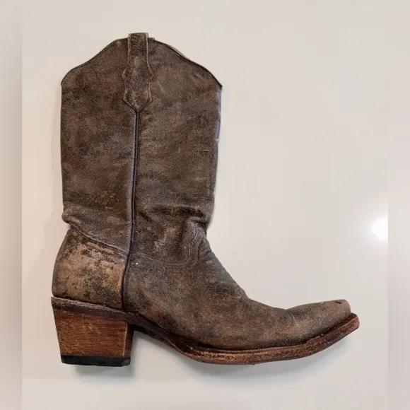 Circle G Women Handcrafted In Mexico Embroidery Cross Brown Leather Boots Size 9
