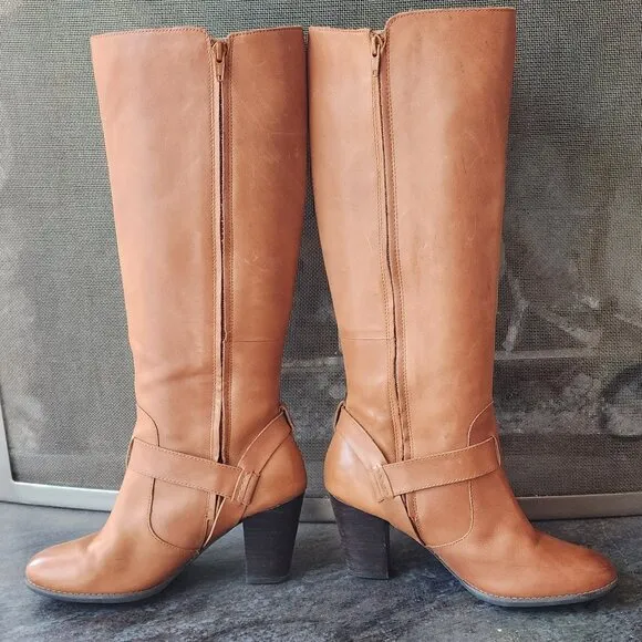 Clarks Brown Leather Heeled Boots Size 8M