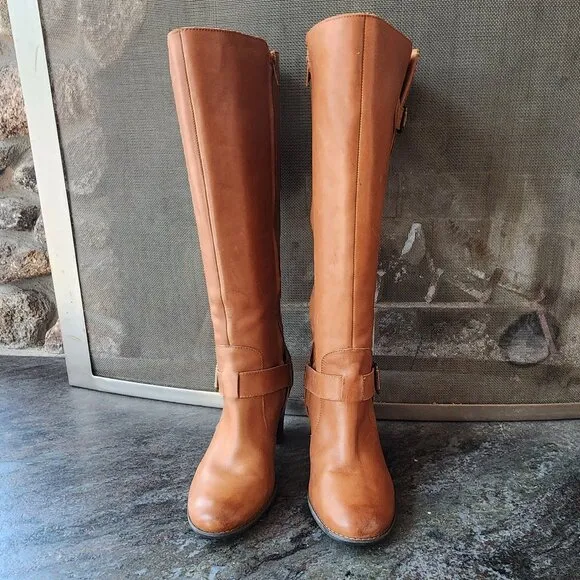 Clarks Brown Leather Heeled Boots Size 8M