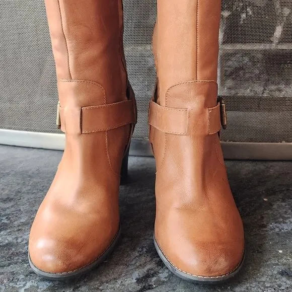 Clarks Brown Leather Heeled Boots Size 8M