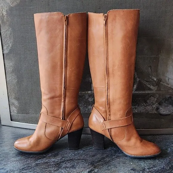 Clarks Brown Leather Heeled Boots Size 8M