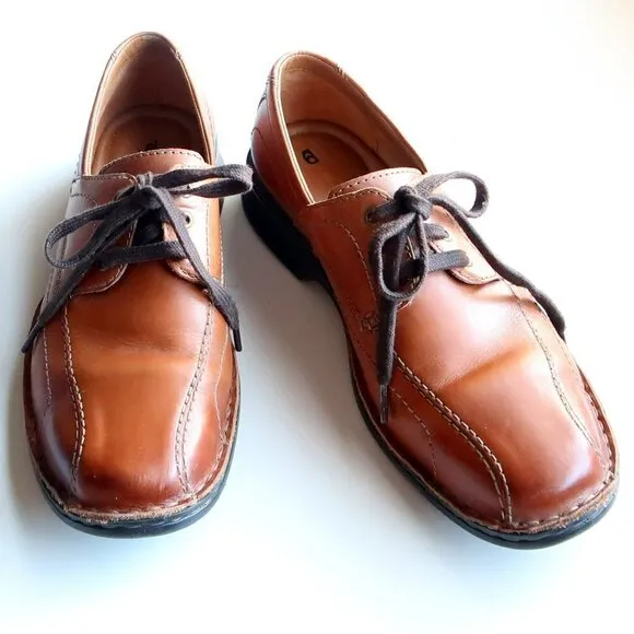 Clarks Caramel Brown Leather Lace-up Men's Shoes Size 9.5