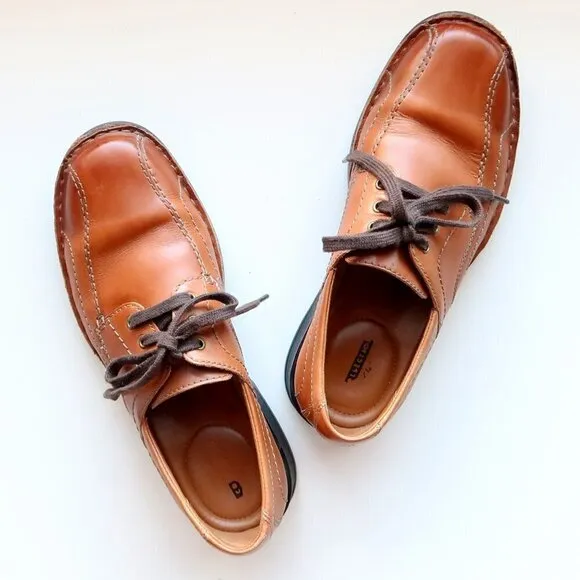 Clarks Caramel Brown Leather Lace-up Men's Shoes Size 9.5