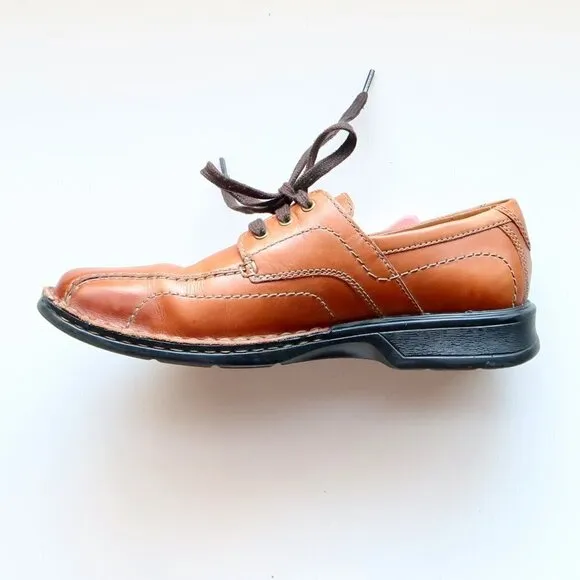 Clarks Caramel Brown Leather Lace-up Men's Shoes Size 9.5