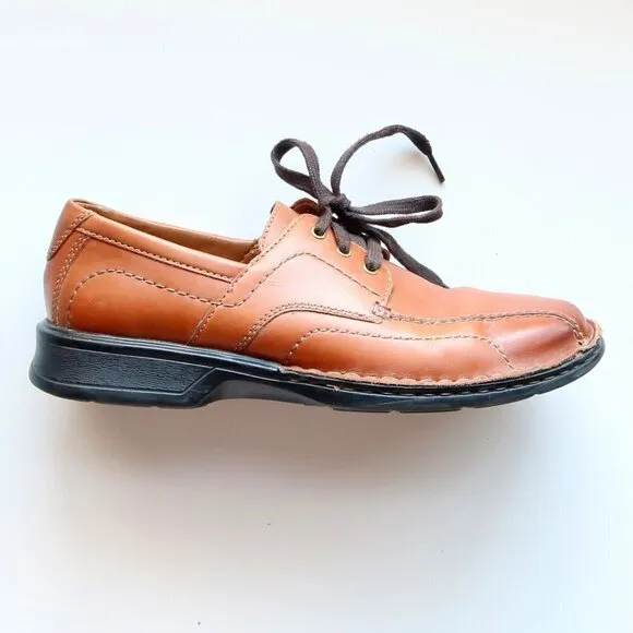 Clarks Caramel Brown Leather Lace-up Men's Shoes Size 9.5