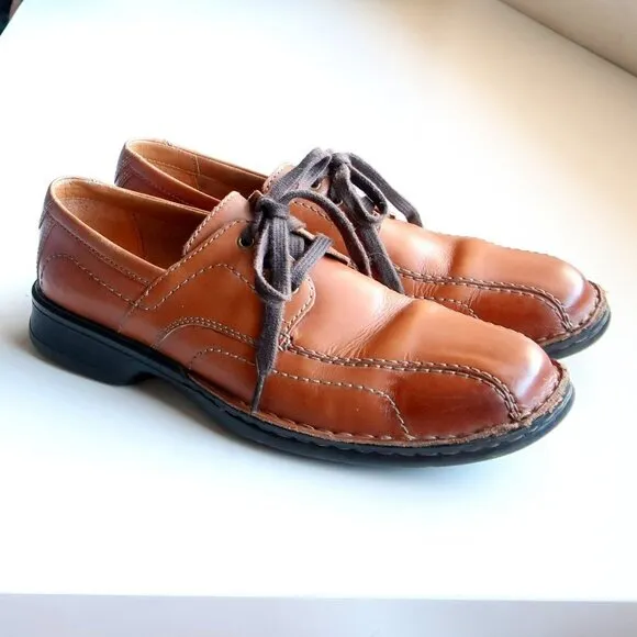Clarks Caramel Brown Leather Lace-up Men's Shoes Size 9.5