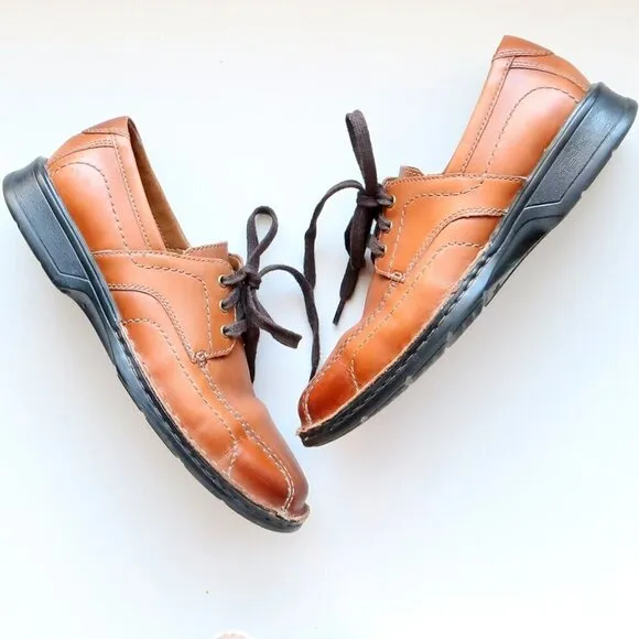 Clarks Caramel Brown Leather Lace-up Men's Shoes Size 9.5