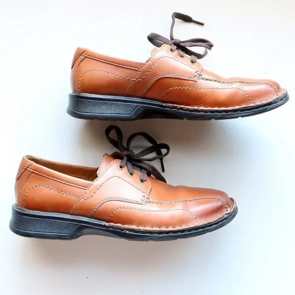 Clarks Caramel Brown Leather Lace-up Men's Shoes Size 9.5