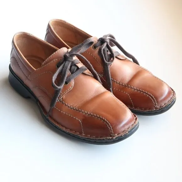 Clarks Caramel Brown Leather Lace-up Men's Shoes Size 9.5