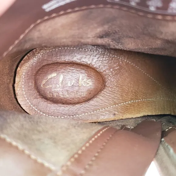 Clarks Carleta Womens Size 8.5 Brown Leather Ankle Booties Boots Shoes