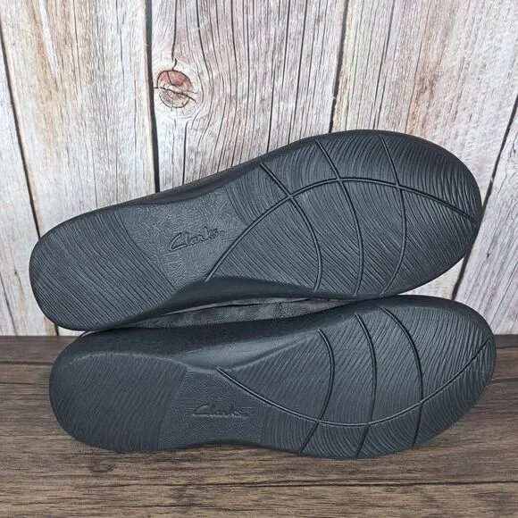 Clarks Cloudsteppers Sillian Paz Gray Slip On Shoes Women's Sz 8 M (VGC) w/Box