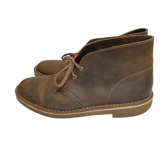 Clarks Desert Boot Evo Beeswax Leather size 9 Brown Lace Up Mens Shoe NO INSOLE