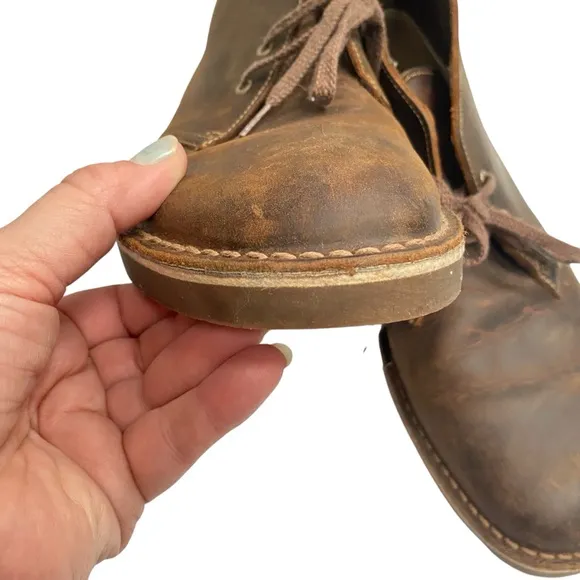 Clarks Desert Boot Evo Beeswax Leather size 9 Brown Lace Up Mens Shoe NO INSOLE