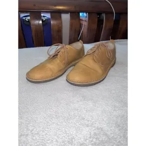 CLARKS Originals Casual Shoes Tan Leather Lace Up Low Wallabees Sz 9.5