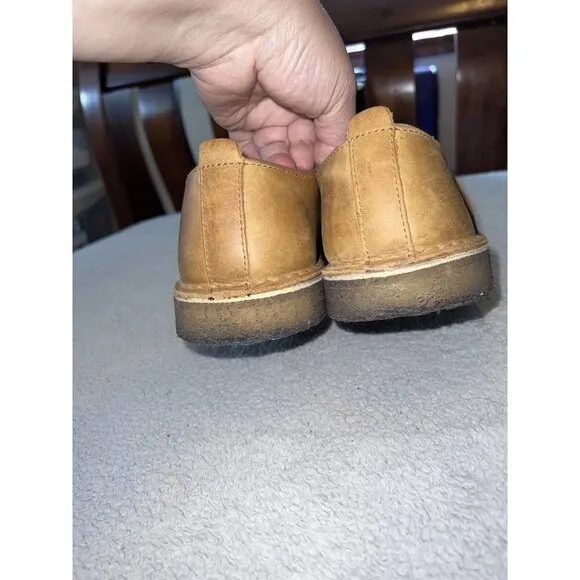 CLARKS Originals Casual Shoes Tan Leather Lace Up Low Wallabees Sz 9.5