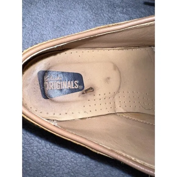 CLARKS Originals Casual Shoes Tan Leather Lace Up Low Wallabees Sz 9.5