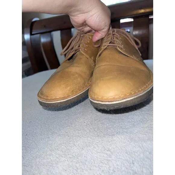 CLARKS Originals Casual Shoes Tan Leather Lace Up Low Wallabees Sz 9.5