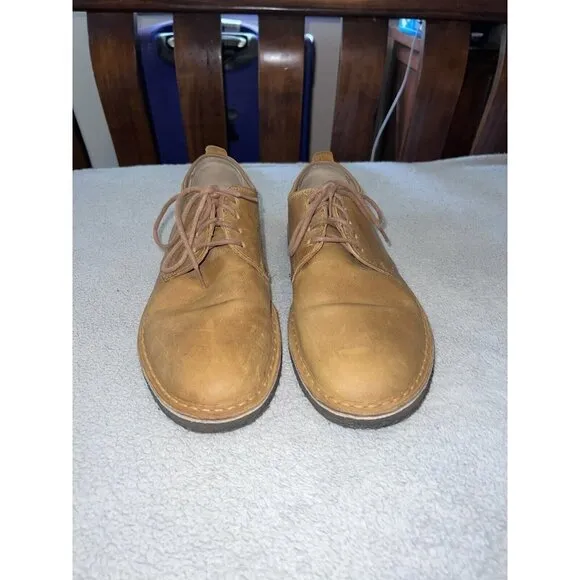 CLARKS Originals Casual Shoes Tan Leather Lace Up Low Wallabees Sz 9.5