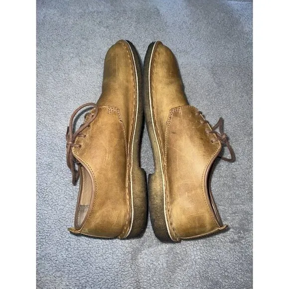 CLARKS Originals Casual Shoes Tan Leather Lace Up Low Wallabees Sz 9.5