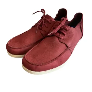 Clarks Shacrelite Mens Red Nubuck &amp; Suede Low Oxford Shoes Size 13 preppy casual
