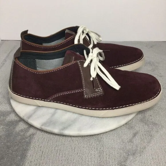 Clarks Weaver 26068077 Mens Burgundy Suede Lace Ups‎ Casual Shoes