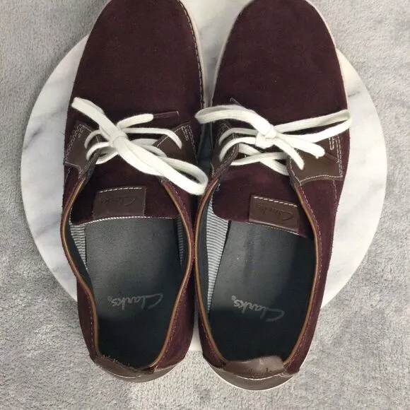 Clarks Weaver 26068077 Mens Burgundy Suede Lace Ups‎ Casual Shoes