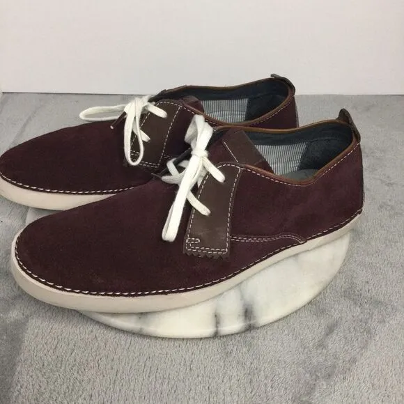 Clarks Weaver 26068077 Mens Burgundy Suede Lace Ups‎ Casual Shoes