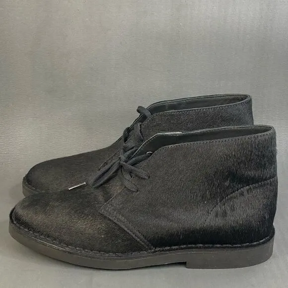 Clarks Womens Desert Genuine Calf Hair black Chukka boot shoes size 10