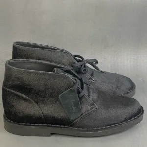 Clarks Womens Desert Genuine Calf Hair black Chukka boot shoes size 10