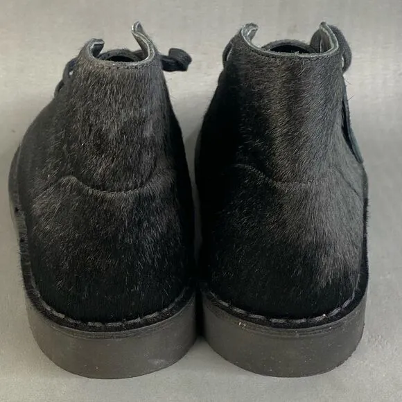 Clarks Womens Desert Genuine Calf Hair black Chukka boot shoes size 10