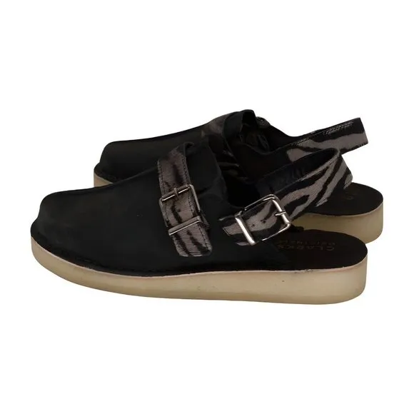Clarks Zebra Trek Suede Mules Womens Shoes, Zebra Print, Size 10.5 M