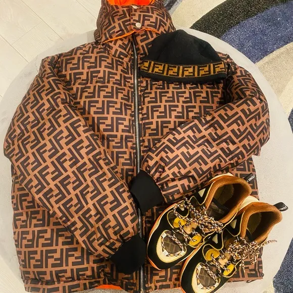 Classic Fendi Monogram Print (Reversible) Jacket. *Needs a New Zipper*