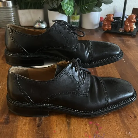 Classic Mazlan Men's Black Square Toe Wink Tip Lace Up Leather Shoes...'Size: 10