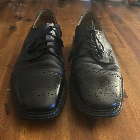 Classic Mazlan Men's Black Square Toe Wink Tip Lace Up Leather Shoes...'Size: 10