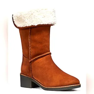 CLEARANCE Coach Camel Turnlock Suede Boots/Booties Sz 5.5 Women's.
