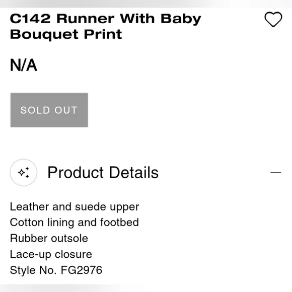 Coach C142 Runner Sneaker Genuine Leather Baby Bouquet Print Cotton Lining US 10
