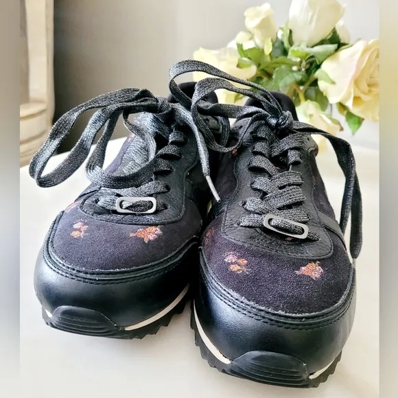 Coach C142 Runner Sneaker Genuine Leather Baby Bouquet Print Cotton Lining US 10