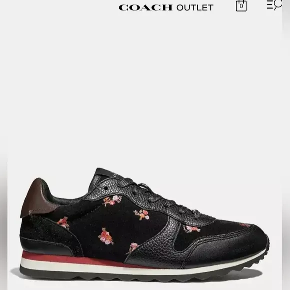 Coach C142 Runner Sneaker Genuine Leather Baby Bouquet Print Cotton Lining US 10