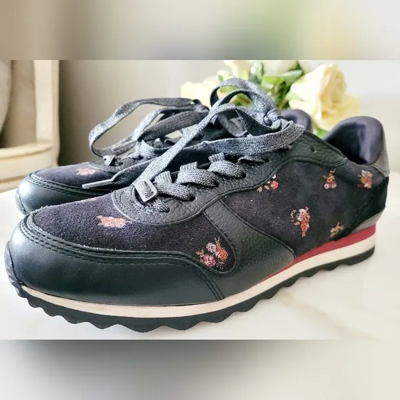 Coach C142 Runner Sneaker Genuine Leather Baby Bouquet Print Cotton Lining US 10