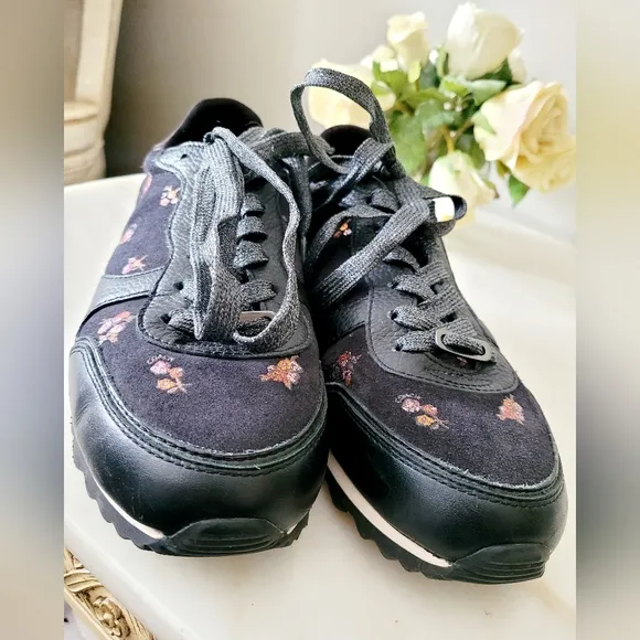 Coach C142 Runner Sneaker Genuine Leather Baby Bouquet Print Cotton Lining US 10