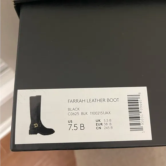 COACH Farrah Leather Boot Black Size 7.5