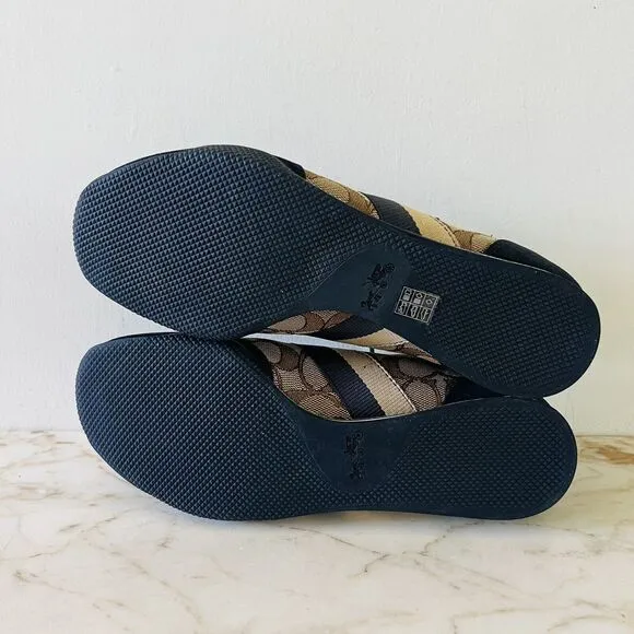 COACH Kelson Khaki Beige Midnight Navy Signature Jacquard Suede Sneakers - US 8
