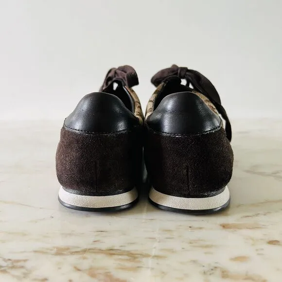 COACH Kelson Khaki Brown Signature Jacquard Suede Sneakers - US 8
