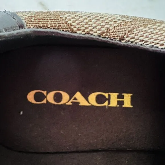 COACH Kelson Khaki Brown Signature Jacquard Suede Sneakers - US 8