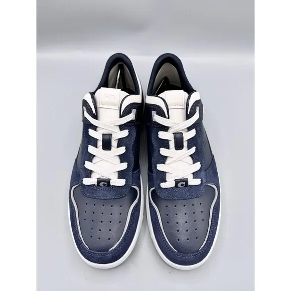 COACH Men's C201 Suede And Leather Sneakers, Midnight Navy, Size 10 D