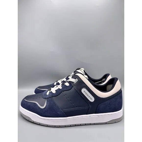 COACH Men's C201 Suede And Leather Sneakers, Midnight Navy, Size 10 D