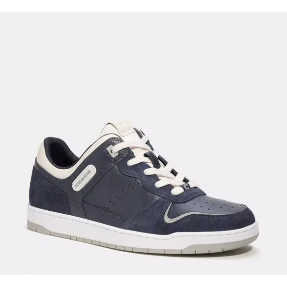 COACH Men's C201 Suede And Leather Sneakers, Midnight Navy, Size 10 D