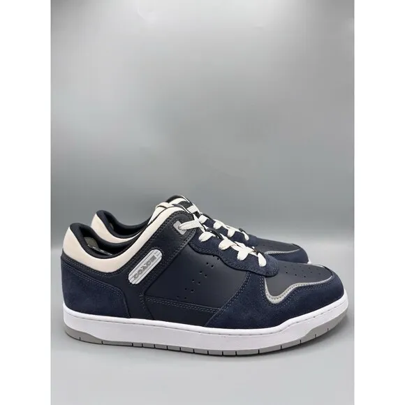 COACH Men's C201 Suede And Leather Sneakers, Midnight Navy, Size 10 D