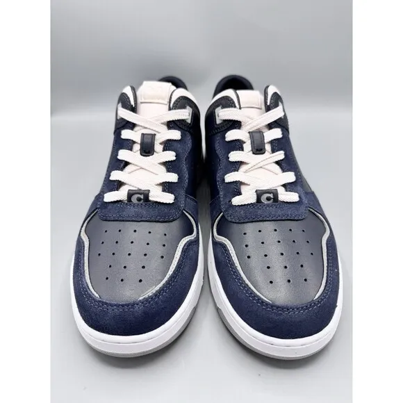 COACH Men's C201 Suede And Leather Sneakers, Midnight Navy, Size 10 D