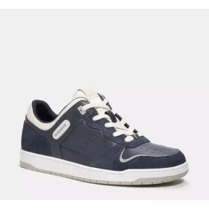 COACH Men's C201 Suede And Leather Sneakers, Midnight Navy, Size 10 D
